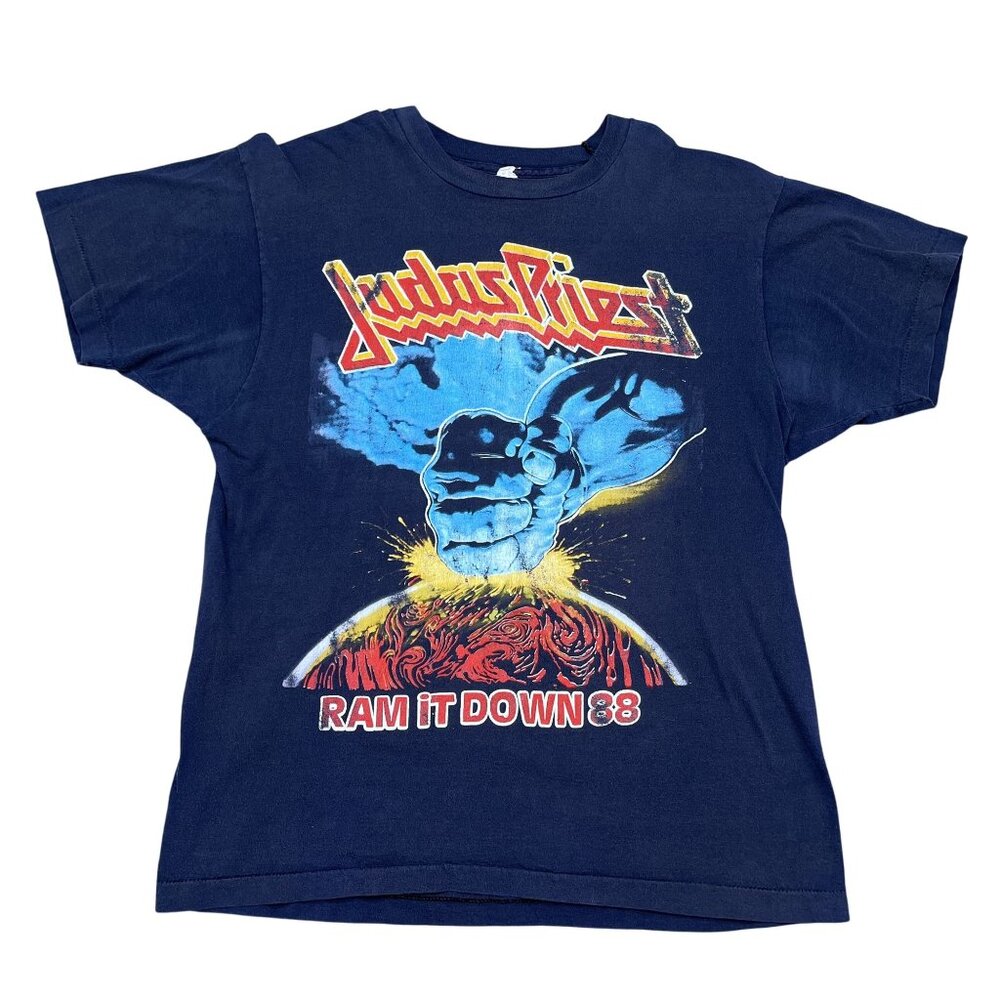 Vintage 1988 Judas Priest Ram It Down Navy Tour w/ Cinderella T-Shirt Size Large